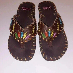 Delila flip flops Brown Leather Size 9